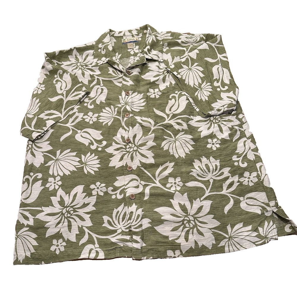 Kahala Hawaiian Islands Mens Short Sleeve Hawaiian‎ Silk Linen Shirt Size XXL